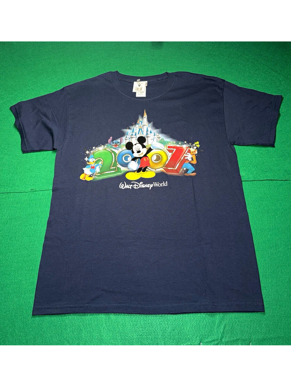 Walt Disney World 2007 Mickey Mouse Goofy Donald Duck Navy T-Shirt Adult L